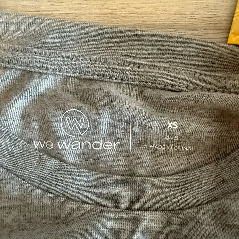 We Wander Performance Graphic Tee and Short Set Grey XS NWT